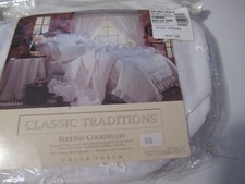 Classic Traditions Standard Ruffled Pillow Sham White Touch of Lace NEW Sealed