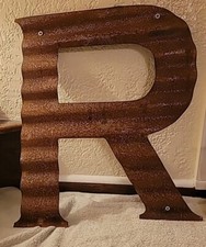 Vtg. Large Rustic Industrial Steel Letters Metal Farmhouse Sign Lettering "R"