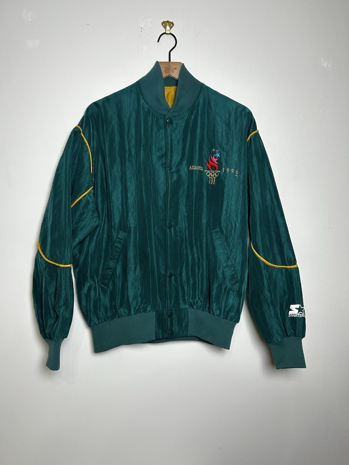 Vintage Starter Atlanta 1996 Bomber Jacket Adult Large 90s VTG USA Made Pockets