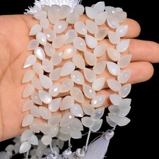 White Moonstone Gemstone Teardrop Faceted Beads 8X6 10X6 mm Strand 18-22 Pcs