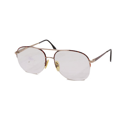 Vintage 80s Streetwear Tortoise Shell Half Rim Aviator Dad Glasses Eyewear RX