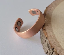 Solid Pure Copper Magnetic Ring Men Women Arthritis Pain Adjustable Ring Matte