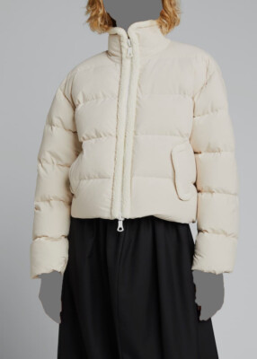$1295 Ienki Ienki Women's Beige Shearling Trim Puffer Short Jacket Size L