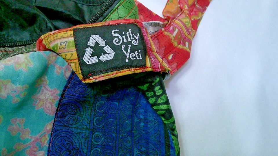 Silly Yeti Boho Hippie Duffle Bag w/ Strap Multicolor Patchwork Pattern 16x12x9 - Image 2 of 4