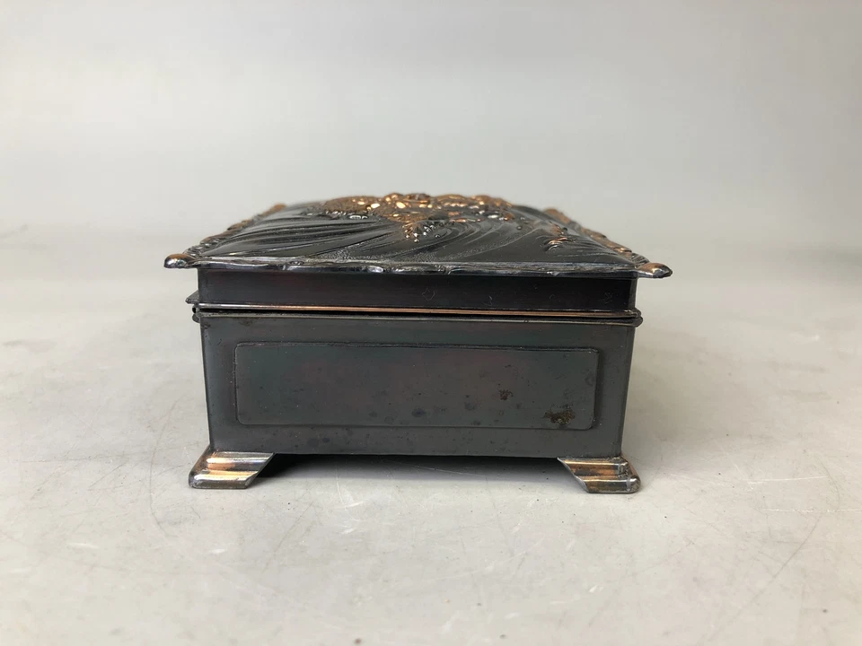 Y7593 CAJA Cobre Accesorio Estuche Repujado Dragón Japón Antiguo Pequeño Contenedor Foto 4 de 4