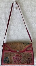 Hand Tooled Leather Handbag Purse Floral Western Cowgirl