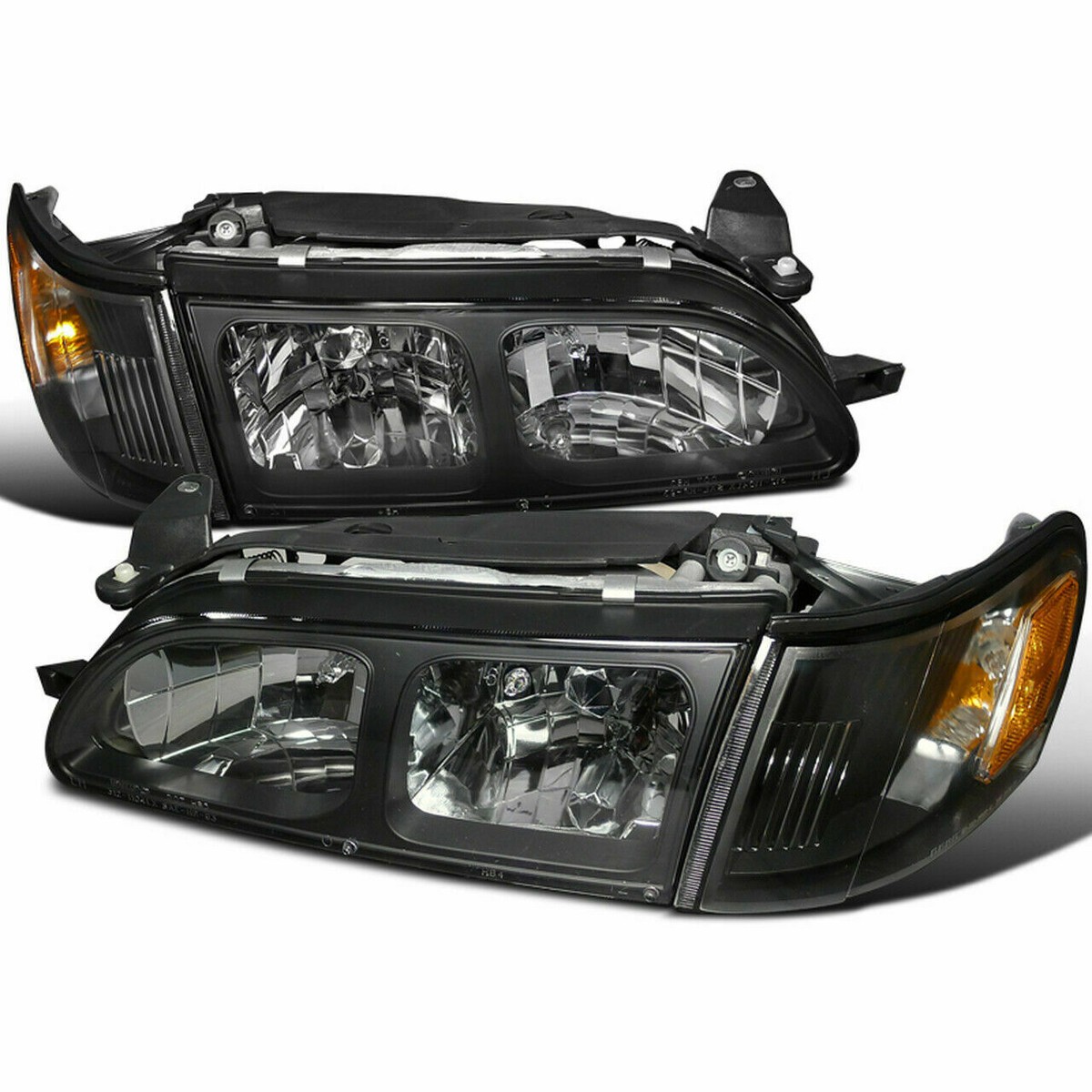 For 1993-1997 Toyota Corolla DX Clear Headlight Black Lamp+Corner