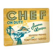 Chef On Duty Metal Sign Female Recipe Restaurant Diner Cafe Kitchen Decor 43