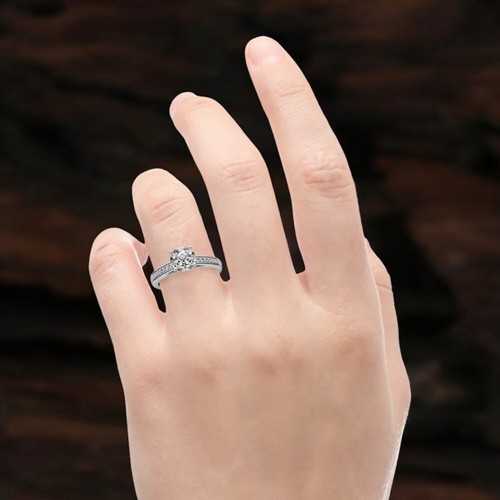 14K White Gold 1.50 Ct Round Lab Created IGI Certified Diamond Engagement Ring - Picture 6 of 14