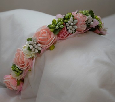 Pink German Wedding Garden Oktoberfest Dirndl Dress Flower Head