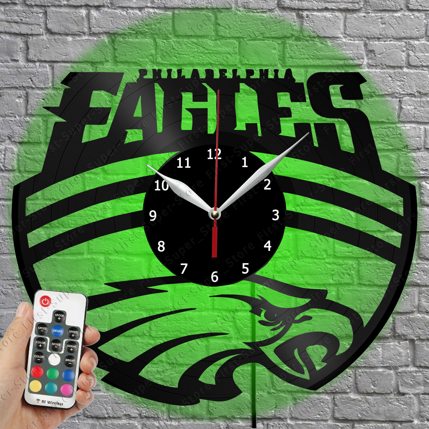 Philadelphia Eagles Vinyl Record LED Wall Clock With Light 3349  