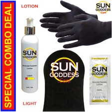 SUN GODDESS - Sunless Self Tanning Lotion - LIGHT - 8 oz  Best Tanner Mitt