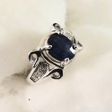 Sterling Silver Ring - Size 5 1/4 - Natural Blue Sapphire - Oval Cut 5 X 7 MM