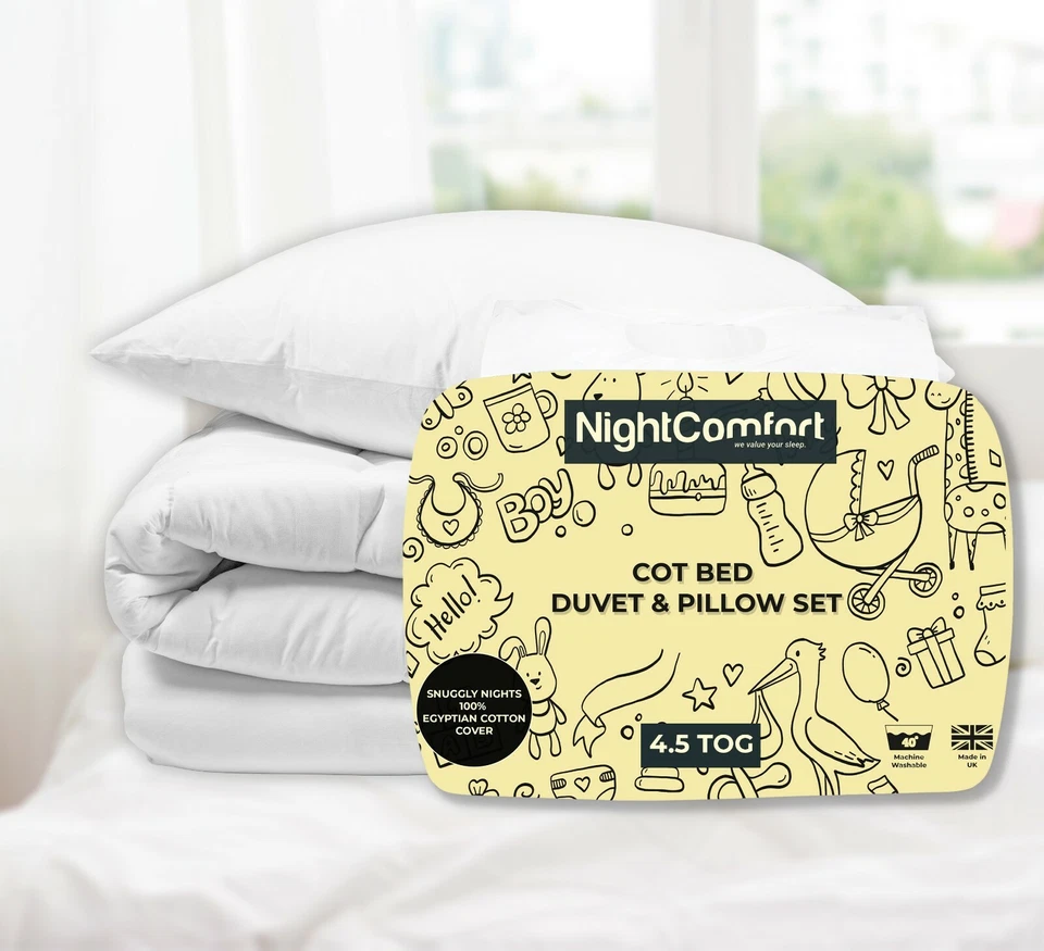 NIGHT COMFORT NightComfort ägyptisches Baumwollbett Bettdecke und Kissen Set 4,5 Tog, 7,5 Tog, 9Tog