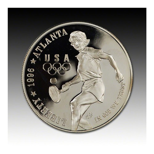 1996 P Olympic Tennis Proof Silver One Dollar Commemorative US Mint Coin Box COA - Picture 4 of 5