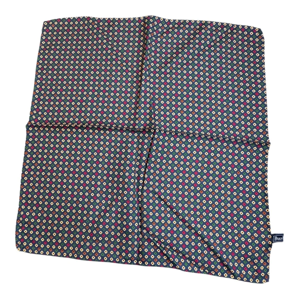 Burberry Vintage Hecho en Italia 100% Seda Bolsillo Cuadrado Pañuelo Bufanda Geométrico Foto 2 de 4