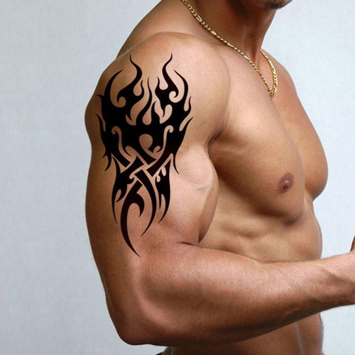 Waterproof Temporary Tattoo men's fire tatoo eagle lotus Mandala eye flame - Picture 8 of 15