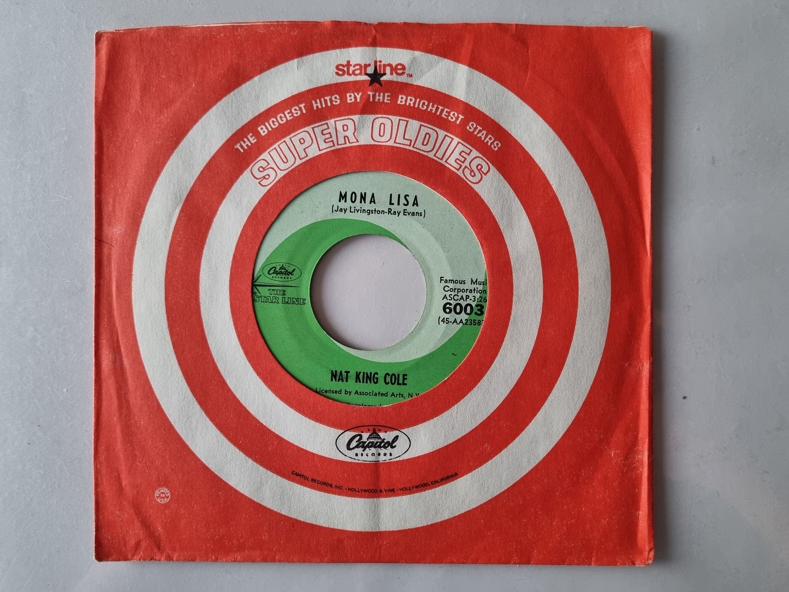Nat King Cole - Mona Lisa/ Too young 7'' Vinyl US