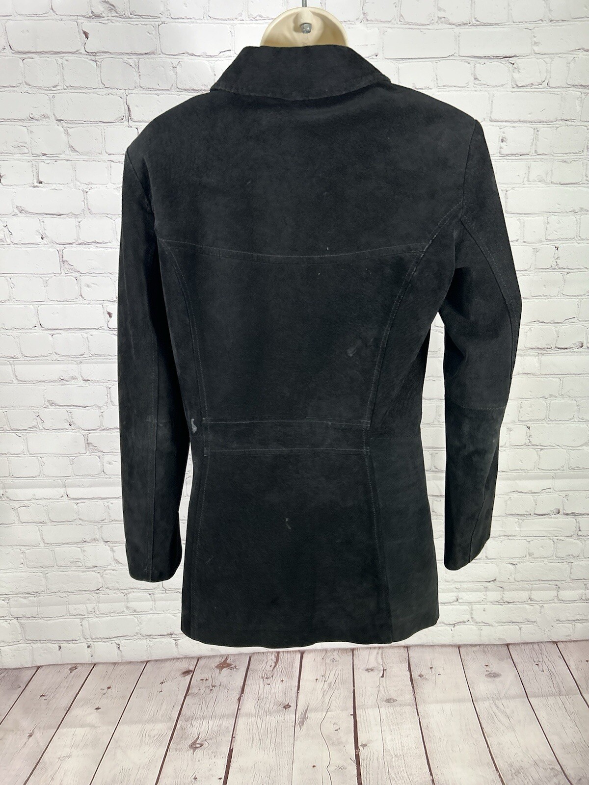 Nine West Solid Black Button Down Black Suede Lea… - image 2