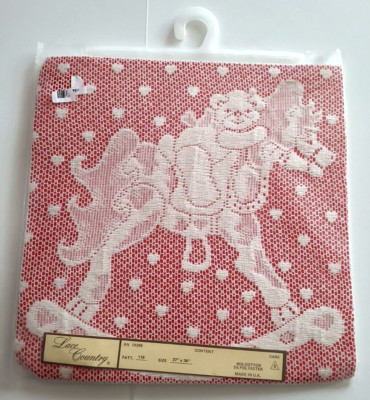 Vtg White Lace Country Carousel Horse Fabric Panel 27  x 36  95% Cotton UK NEW