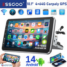 4G+64G 10'' Single 1 DIN Carplay Android 14 Car Stereo Radio Rotatable GPS WIFI