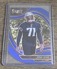 Josh Uche 2020 Panini Select Blue Prizm Die Cut Field Level RC #395 Patriots