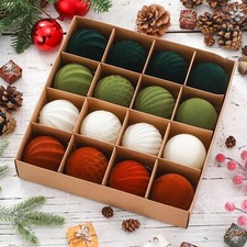 16 Pcs Velvet Christmas Balls Bulk 2.36 Inch Flocked Christmas Tree Ball Orna...