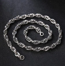 I07 Double Anchor Chain 6.5mm Sterling Silver 925 Length 55cm