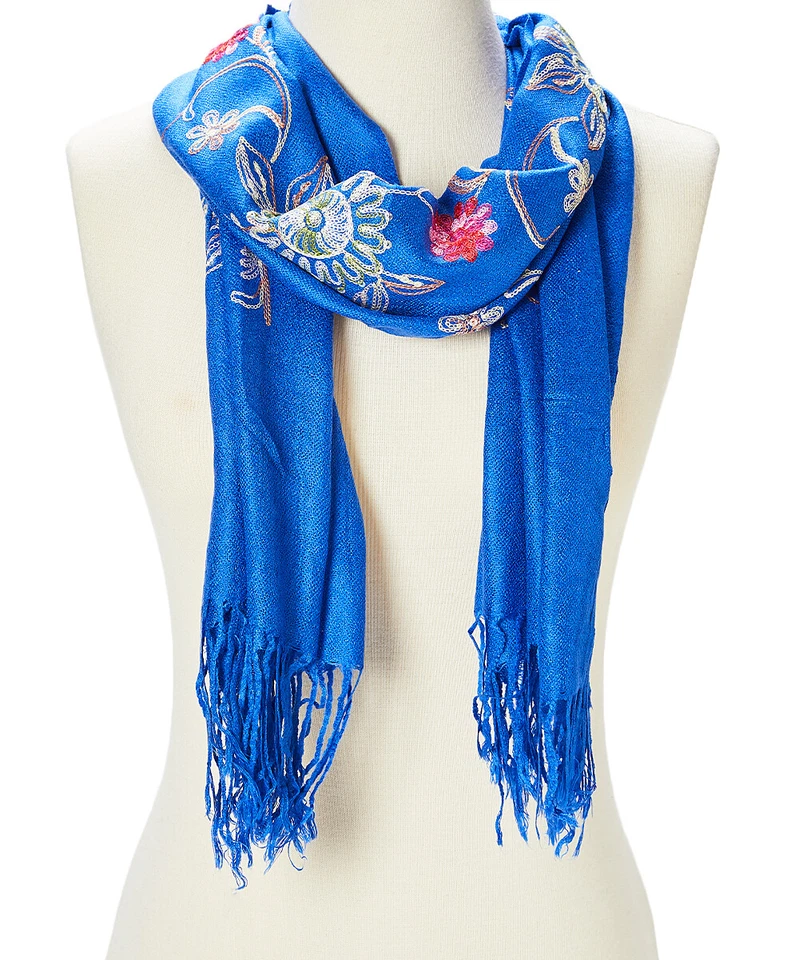 Cachecol xale envoltório leve floral acrílico feminino cachecol bordado envoltório feminino - Imagem 3 de 4