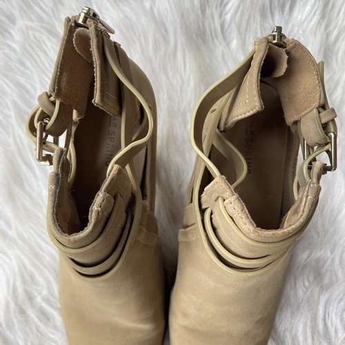 CALL IT SPRING Beige Booties Strappy Ankle Back Zip Block Heel Womens Size 8.5M - Picture 4 of 13