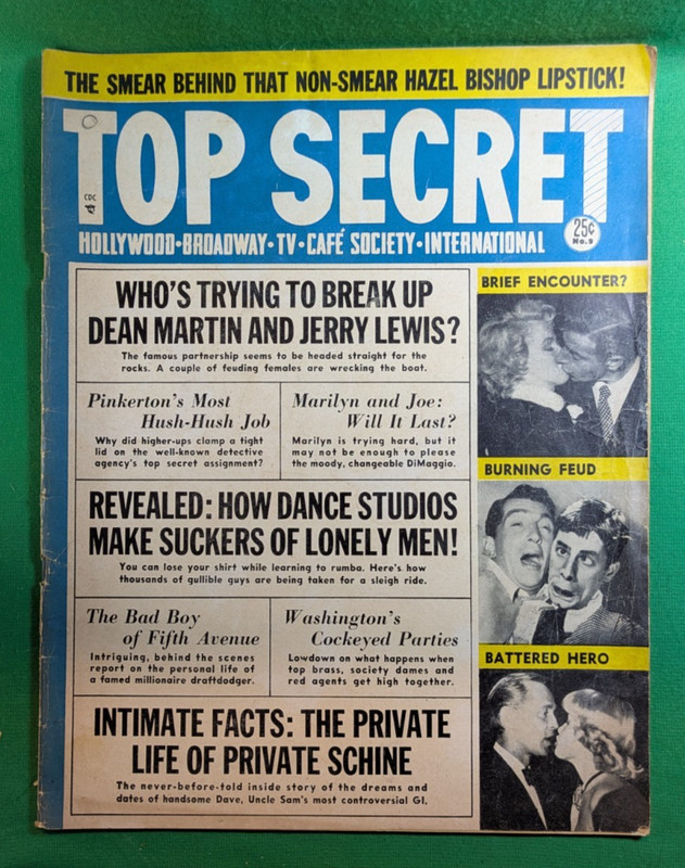 TOP SECRET Mag October 1954 Dean Martin Jerry Lewis Marilyn Monroe Joe Dimaggio