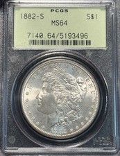 1882-S MS64 Morgan Dollar PCGS OGH Old Holder PQ Rare