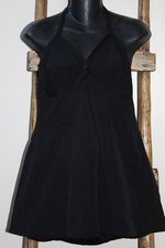 Vintage SEARS ROEBUCK Kerrybrooke Black ONE PIECE Swimsuit SKIRT Halter SIZE 42