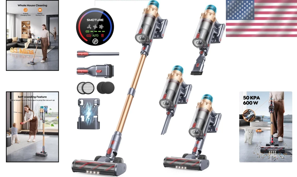 600W Cordless Vacuum Cleaner, 50KPA Suction - Image 2 of 4