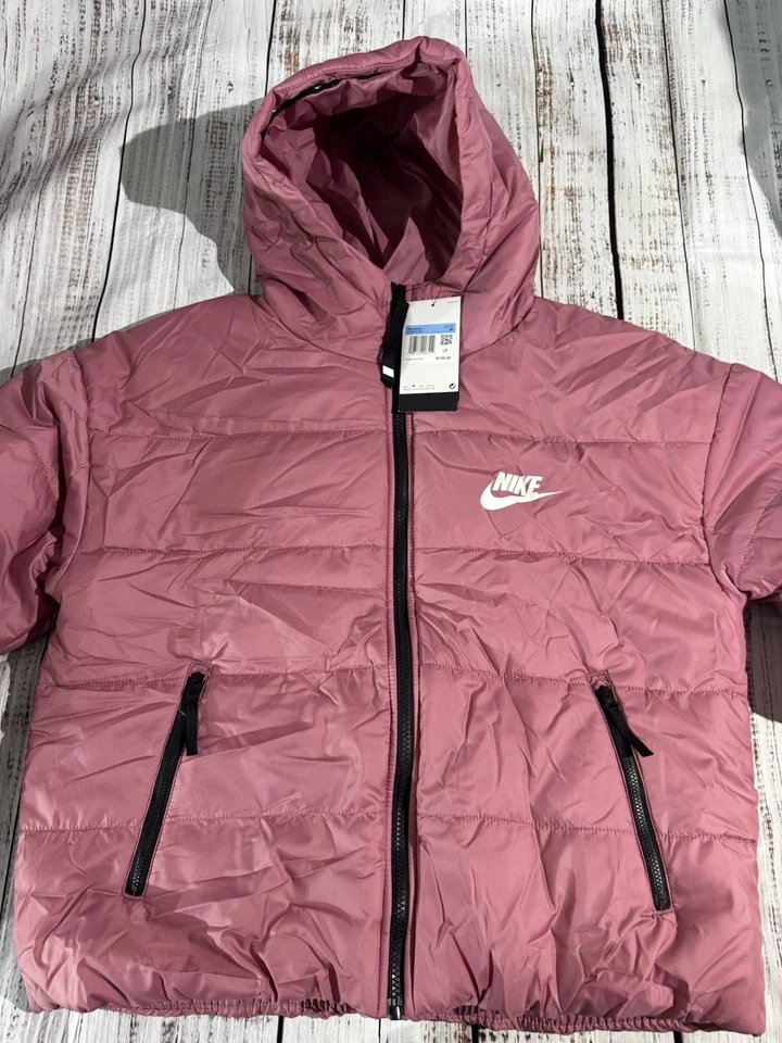 Chaqueta con capucha NIKE rosa cremallera completa deletreada para mujer talla mediana (007) Foto 2 de 4