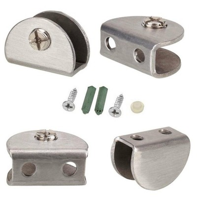 Glasboden-Halter Edelstahl 4er Set für 6/8 mm Glas mit gummierter Klemmbacke