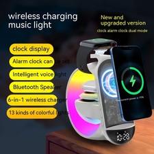 A Bluetooth Speaker Six-in-one Wireless Charger Large G Ambience Light Alarm Clo