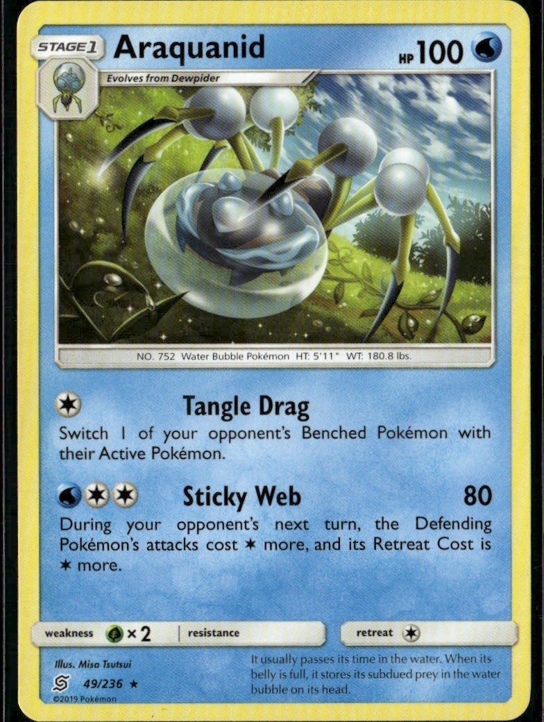 Araquanid Rare SM Unified Minds 49/236 Water Pokemon Card