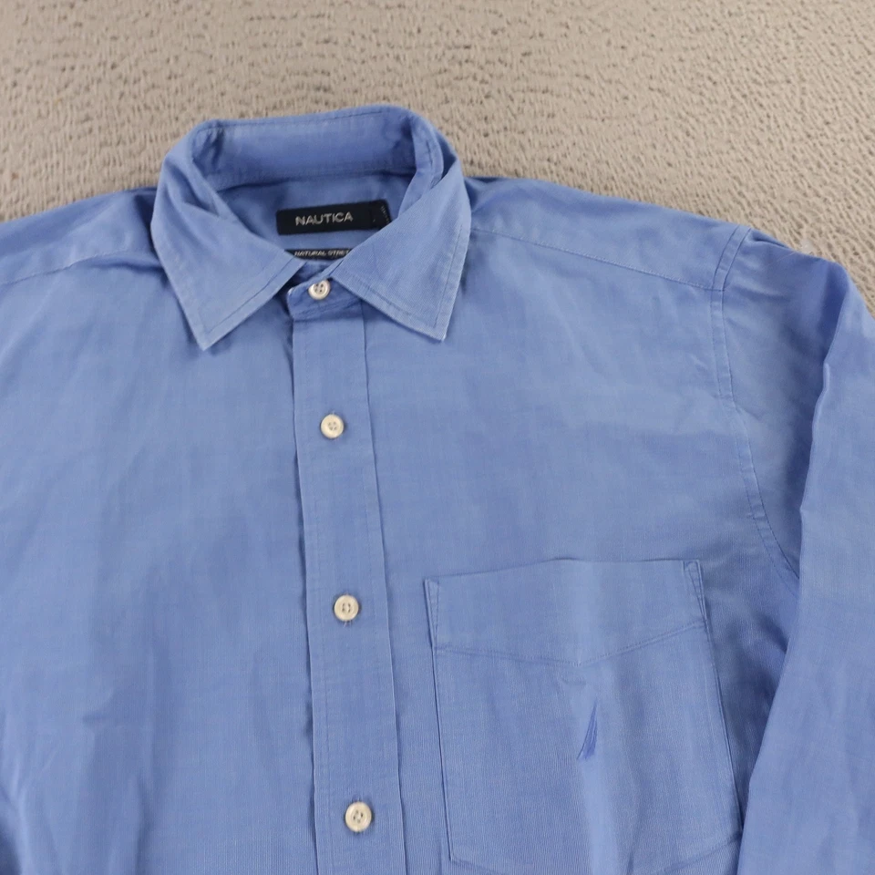 Camisa Nautica Para Hombre S Azul Natural Elastizada Vestido Manga Larga con Botones Foto 2 de 4