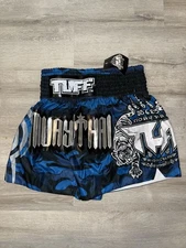 Tuff Muay Thai Shorts Mens Small Tiger Blue Fight MMA Boxing