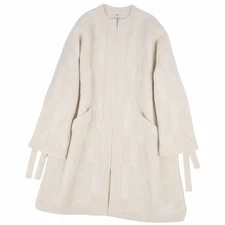 Hermes Coat 23AW Long Wool Knit Zip Up Outerwear Womens 34(s) Used MOLO-0