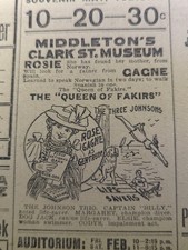 FEB 5, 1899 NEWSPAPER #3039- CODY'S IMPALEMENT ACT, MIDDLETOWN'S CLARK ST MUSEUM