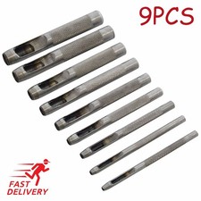 9x HOLLOW HOLE PUNCH SET Fits LEATHER HOLE GASKET CARD PAPER  PLASTIC BELT LOOP