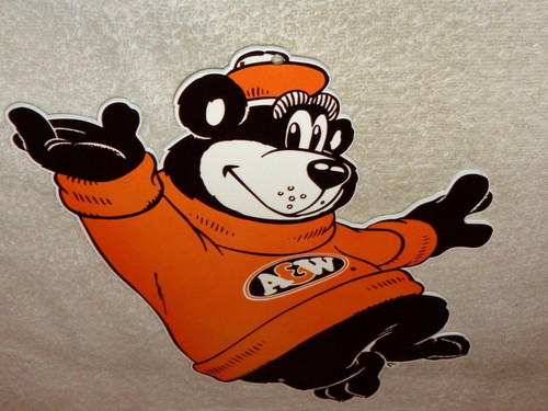 VINTAGE A & W ROOT BEER RESTAURANT 🐻BEAR PORCELAIN METAL SODA GASOLINE OIL SIGN