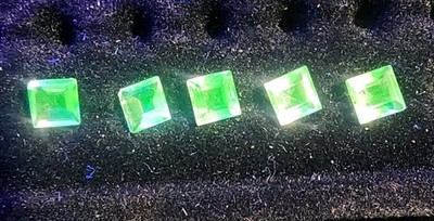 Uranium Glass Facets  4mm Square Cut From Vintage Uranium Glass