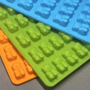 Set of 3 Silicone Bear Chocolate Molds - Orange, Green, Blue - 4x7 in Reusable