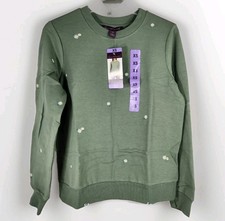 Gloria Vanderbilt Womens Green Sweatshirt With Floral Print Size Small NWT