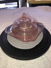 Jeanette Adam Pink Depression Glass Butter Cheese Dish with Cover Lid-OOB- PIP20