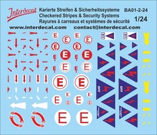 systèmes de sécurité des voitures de courses 1/24 - 1/18 Décalcomanies 85x80mm