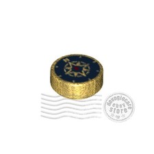 1x LEGO 98138pb045 Piatto Decorato (Compasso/Rosa dei venti) 1x1 Oro perlato